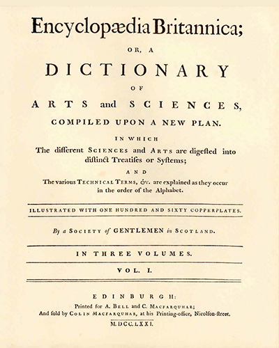 ブリタニカ百科事典の初版本 1768 Encyclopædia Britannica Replica
