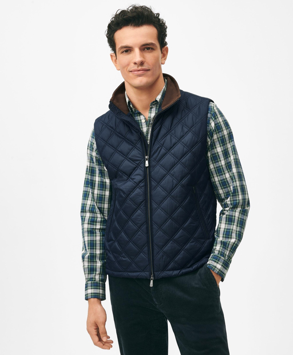 ポリエステル モックネック キルティングベスト | Brooks Brothers
