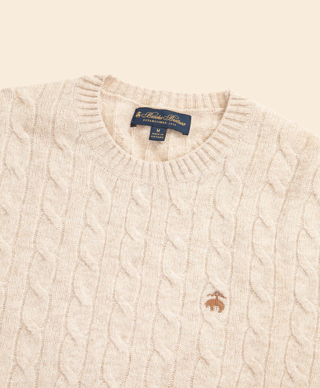 ラムズウール GFロゴ ケーブル クルーネックセーター | Brooks