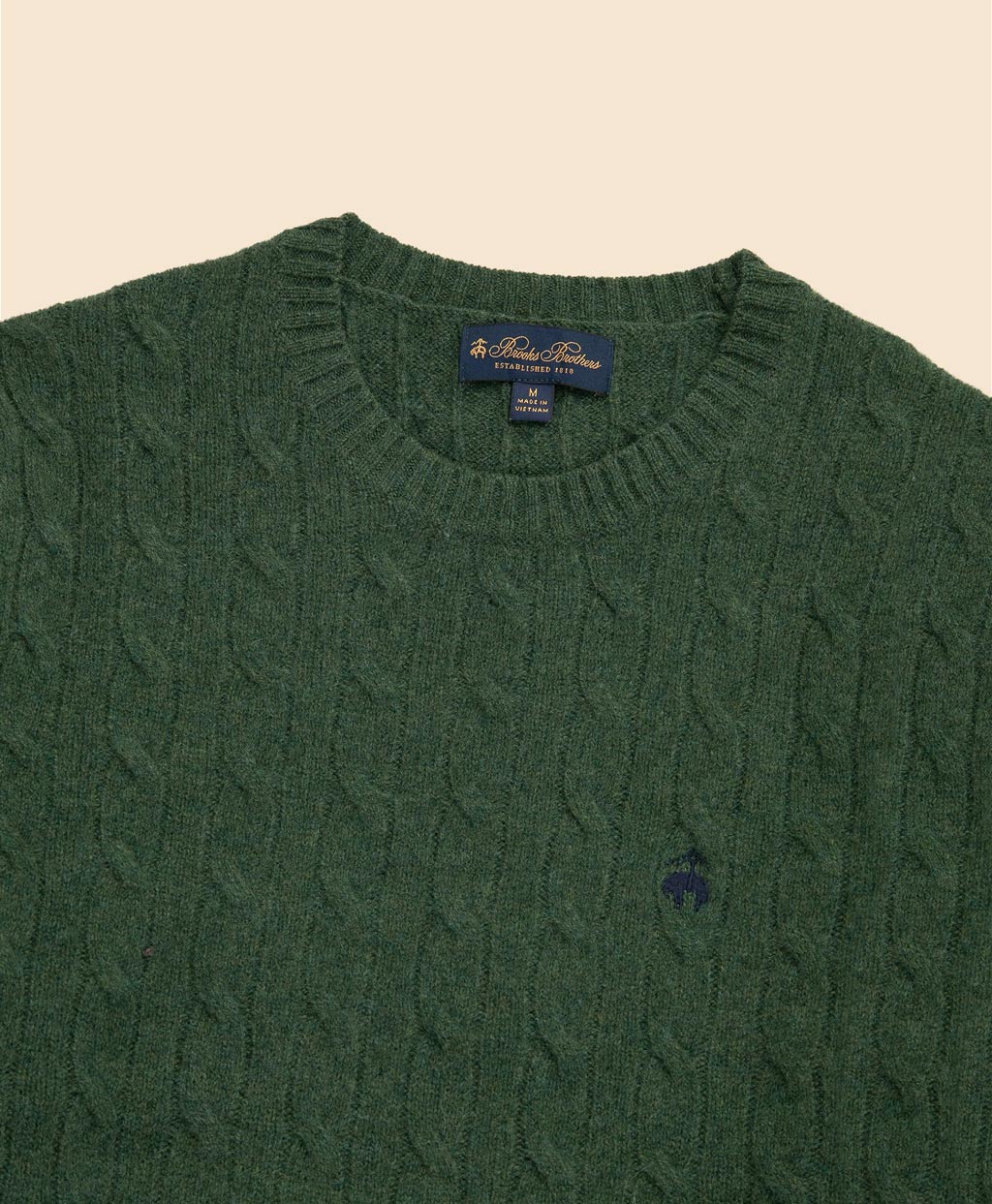 ラムズウール GFロゴ ケーブル クルーネックセーター | Brooks