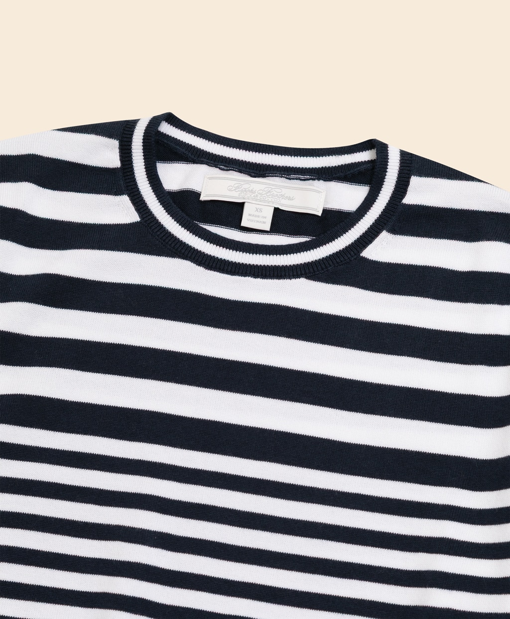 スーピマコットン ストライプ クルーネック ショートスリーブセーター