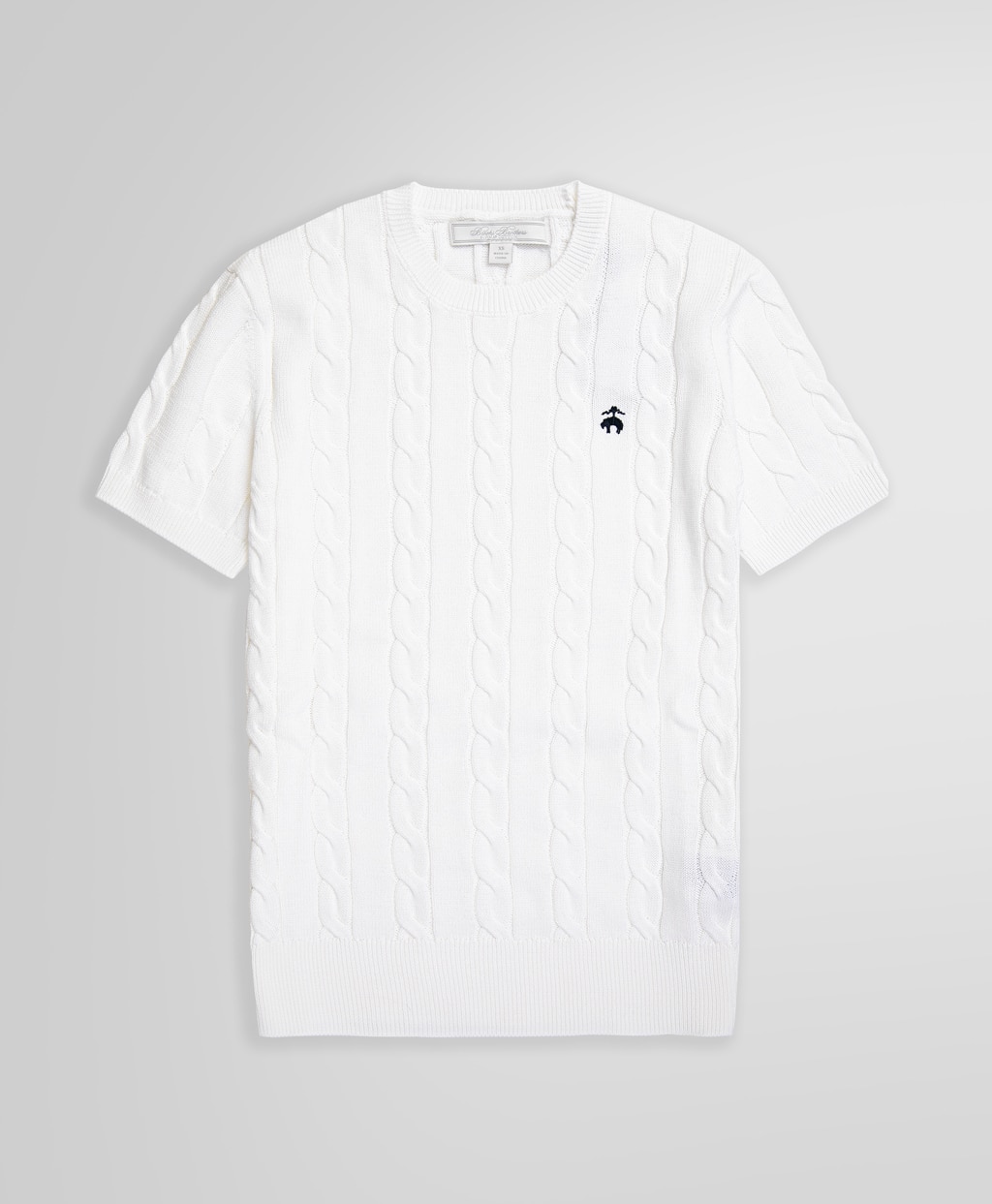 スーピマコットン GFロゴ ケーブル ショートスリーブセーター | Brooks