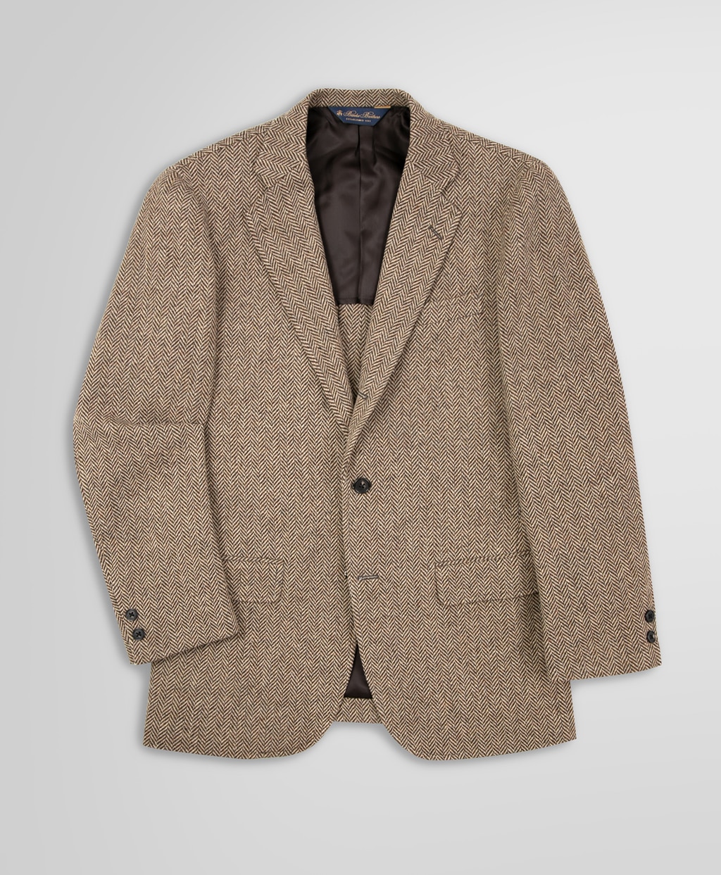 ウール ツイード ヘリンボーンストライプ 段返り3釦コンフォート