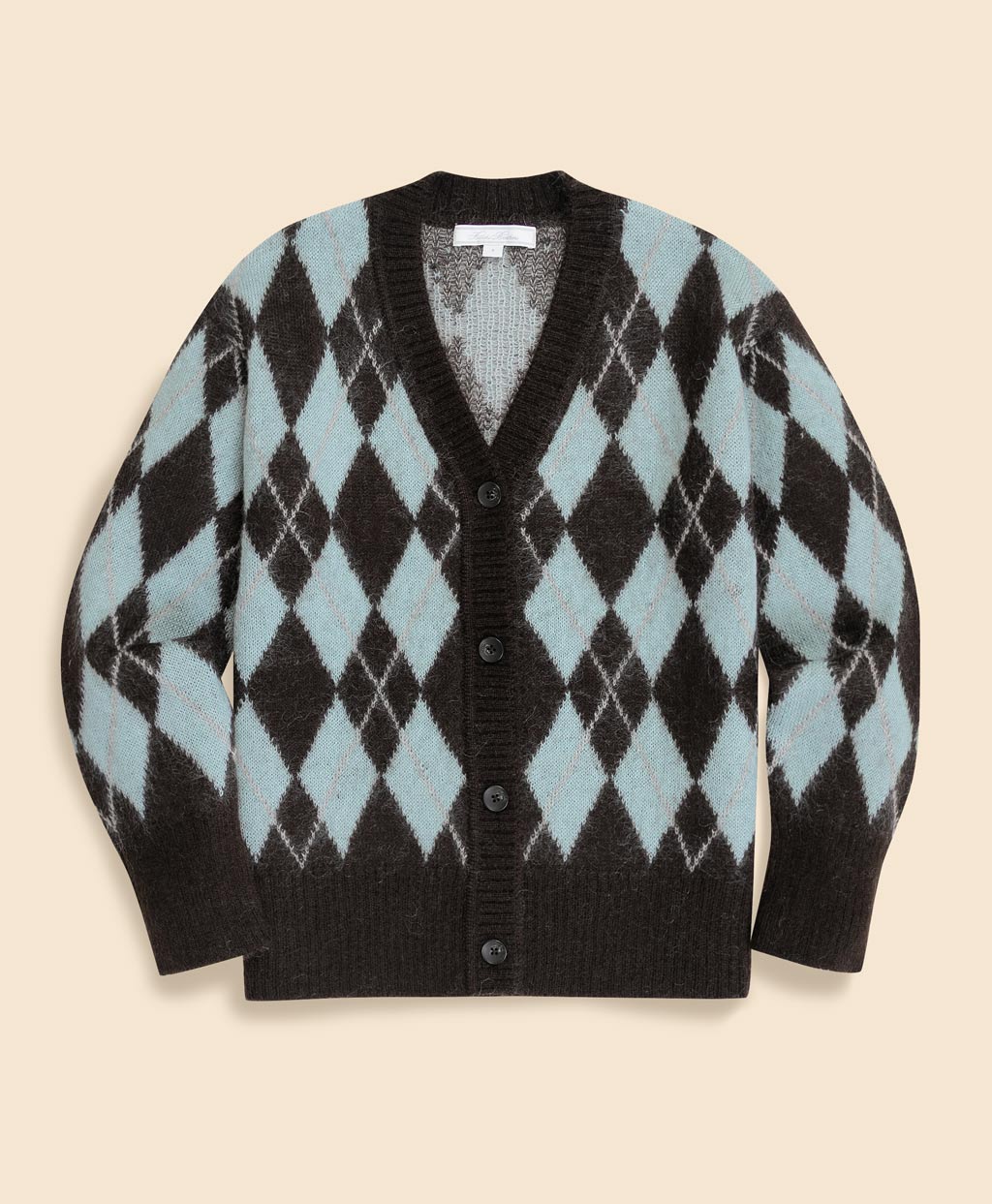 キッドモヘアブレンド チョコミントアーガイル Vネックカーディガン