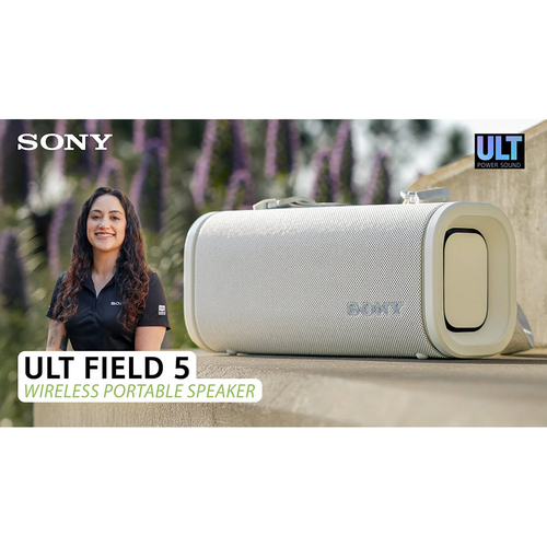 Sony ULT Field 5 Wireless Portable Bluetooth Speaker, Off-White