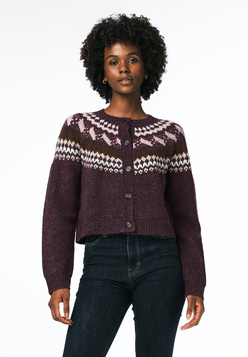Frederick Women's Fair Isle Button-Up Cardigan, FIG – Buffalo Jeans