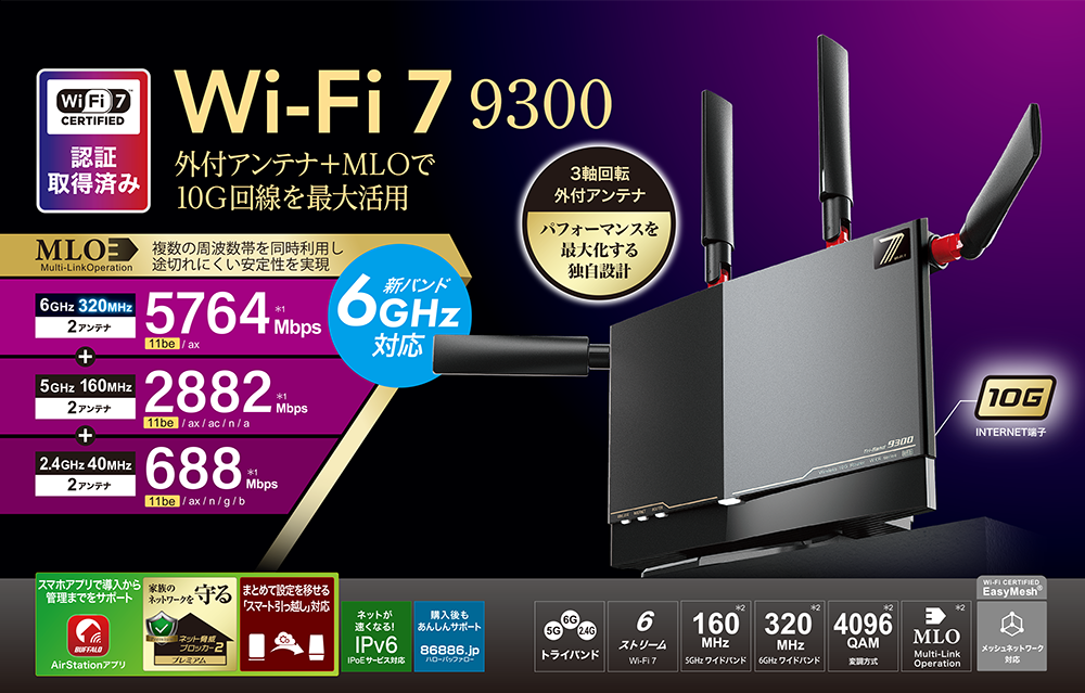 WXR9300BE6P/D : Wi-Fiルーター : AirStation | バッファロー