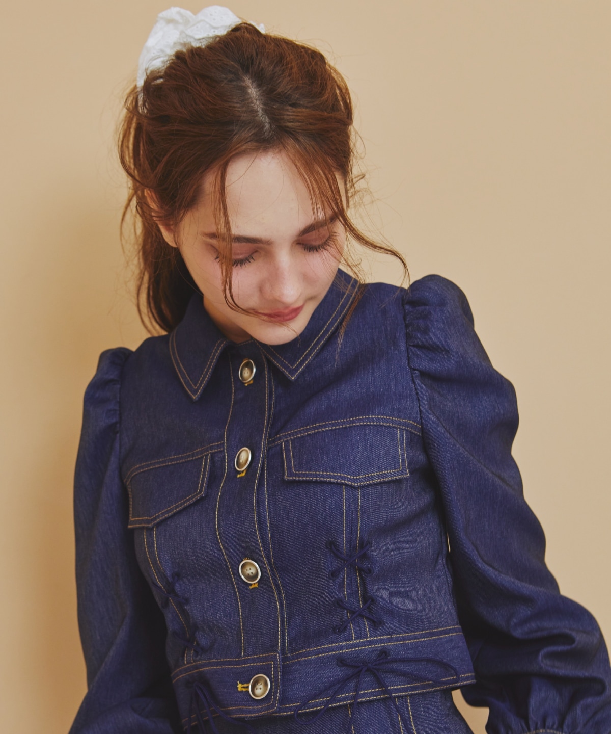 デニムライクレースアップショートジャケット