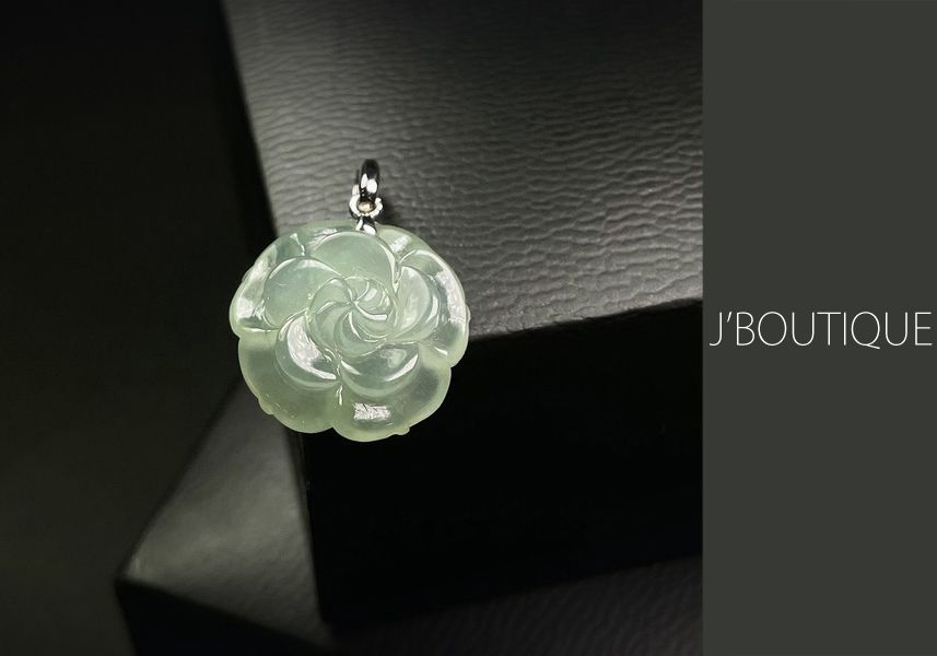 ミャンマー産天然無処理翡翠 ローズ ペンダント オーナメント 微緑 冰