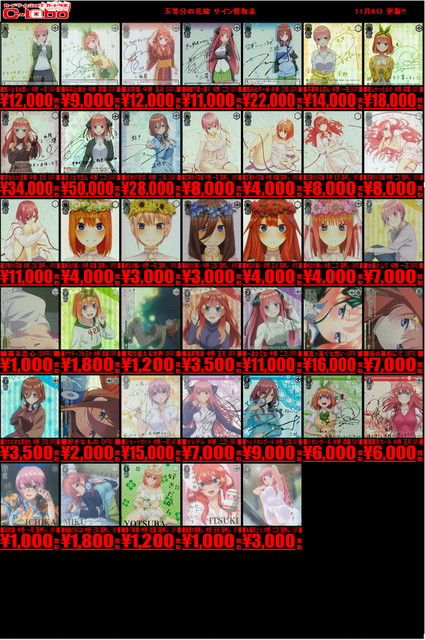 ヴァイスシュヴァルツ】サイン買取表更新！1106 / 大阪日本橋店の店舗