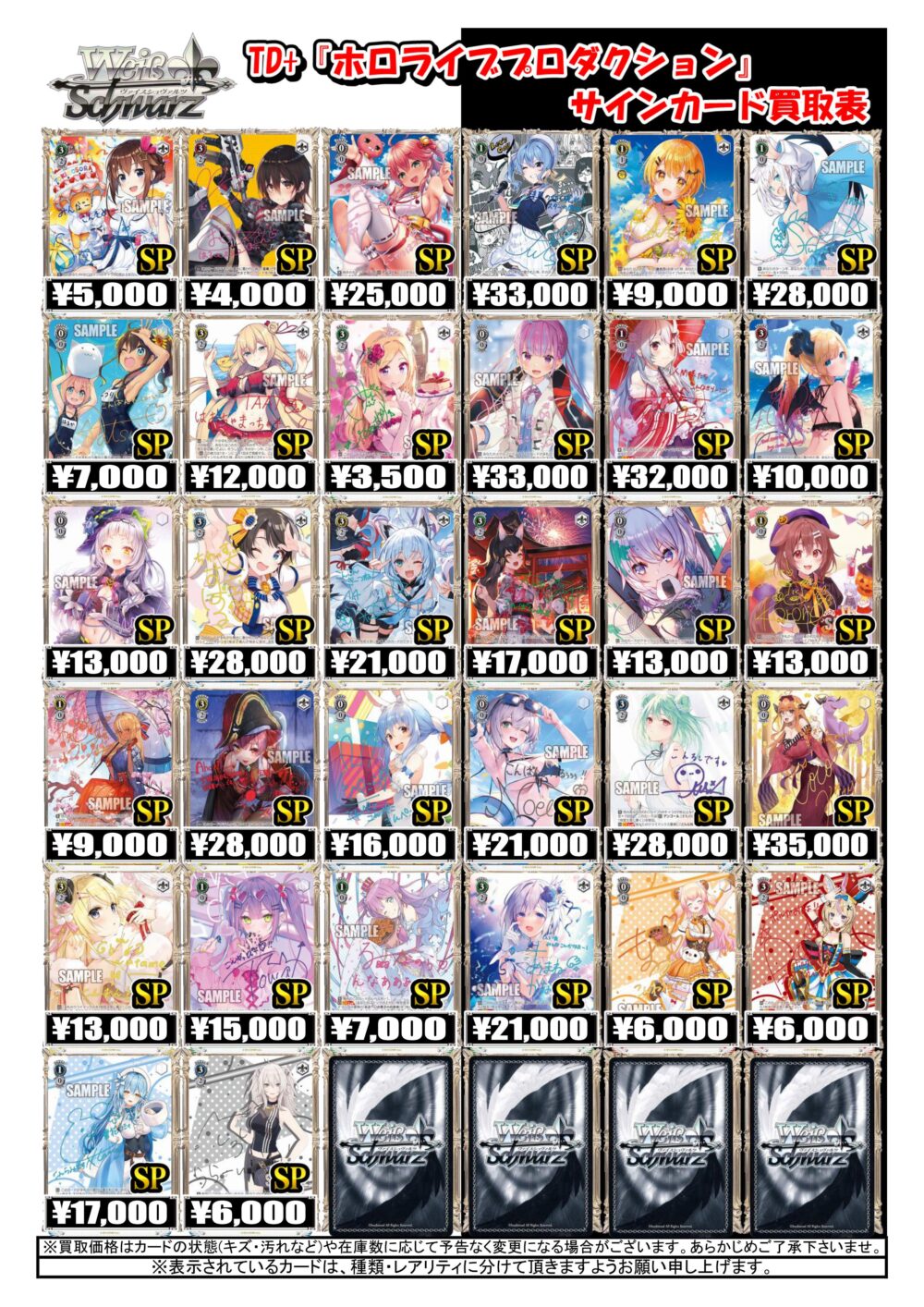 ヴァイスシュヴァルツ】『ホロライブプロダクション』サインカード買取