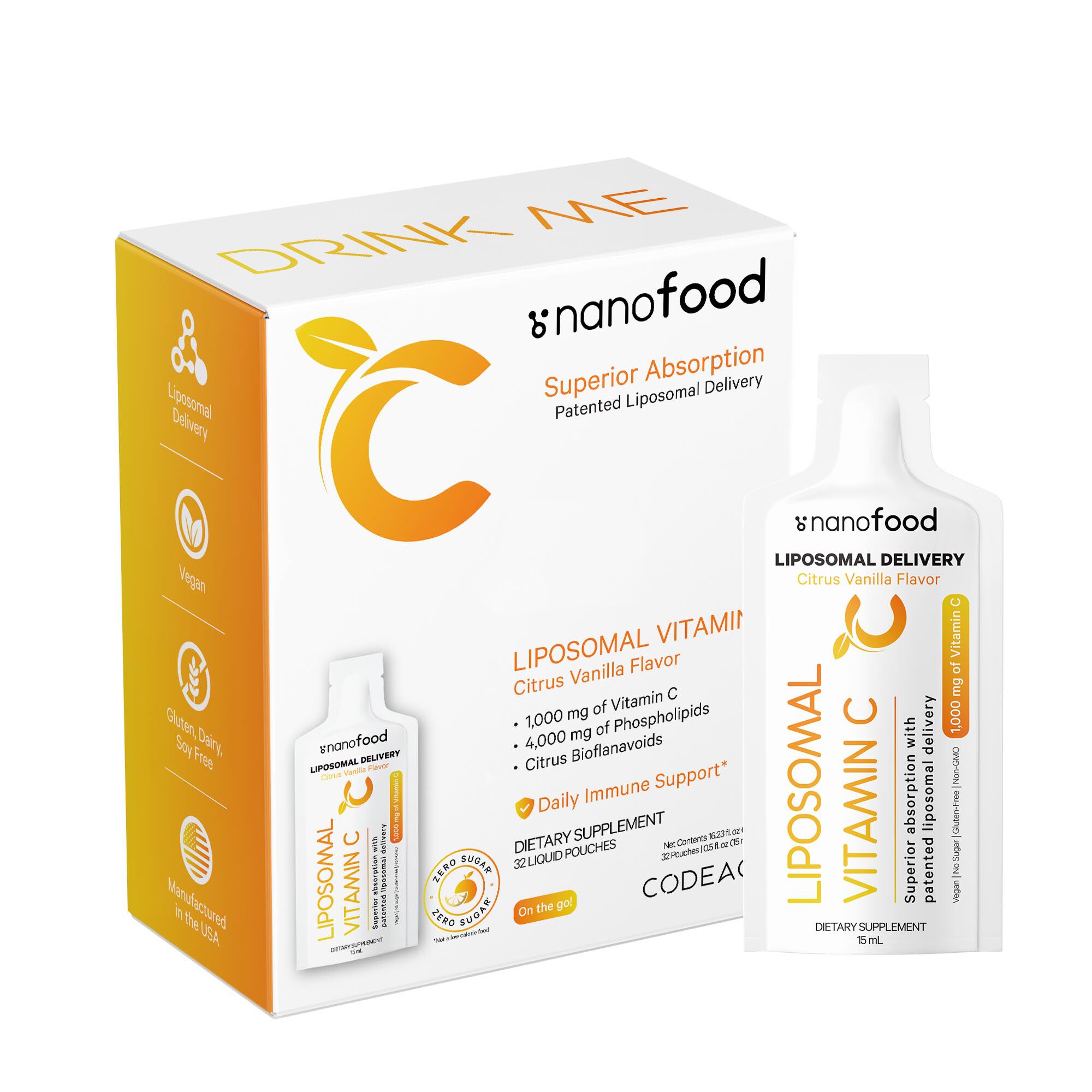 Codeage Liposomal Vitamin C Sachet - Citrus Vanilla - 32 Pouches | GNC