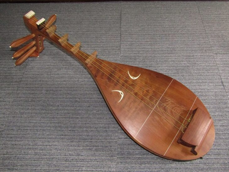 骨董 中国 古楽器 月琴 唐木棹 中国琵琶 時代 弦楽器 骨董 中国 古楽器