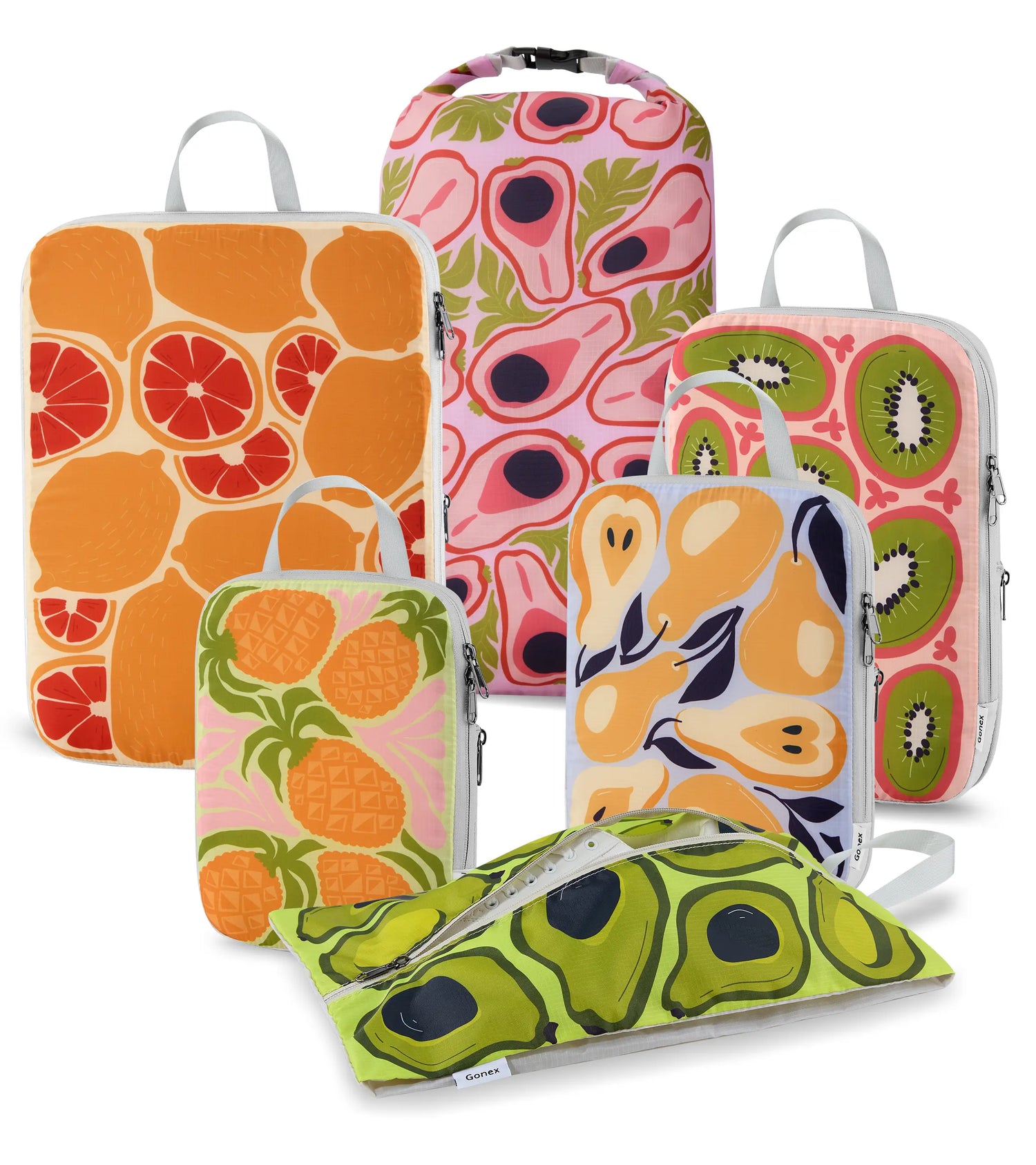 Gonex Cute Fruit 6 Pcs Compression Packing Cubes Set