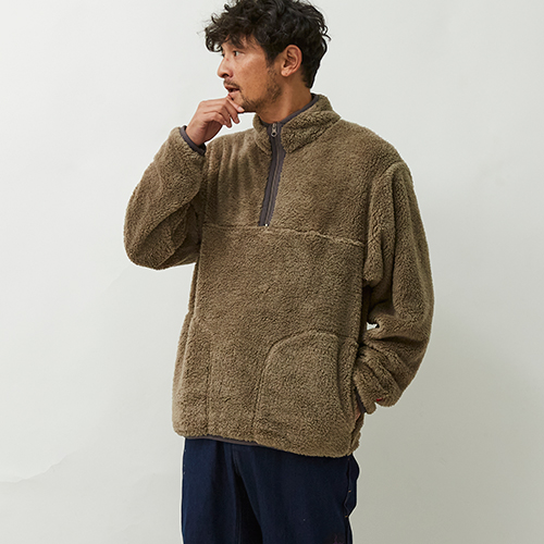 ヘルスニット | シェルパフリース ハーフジップジャケット長袖 | ボア