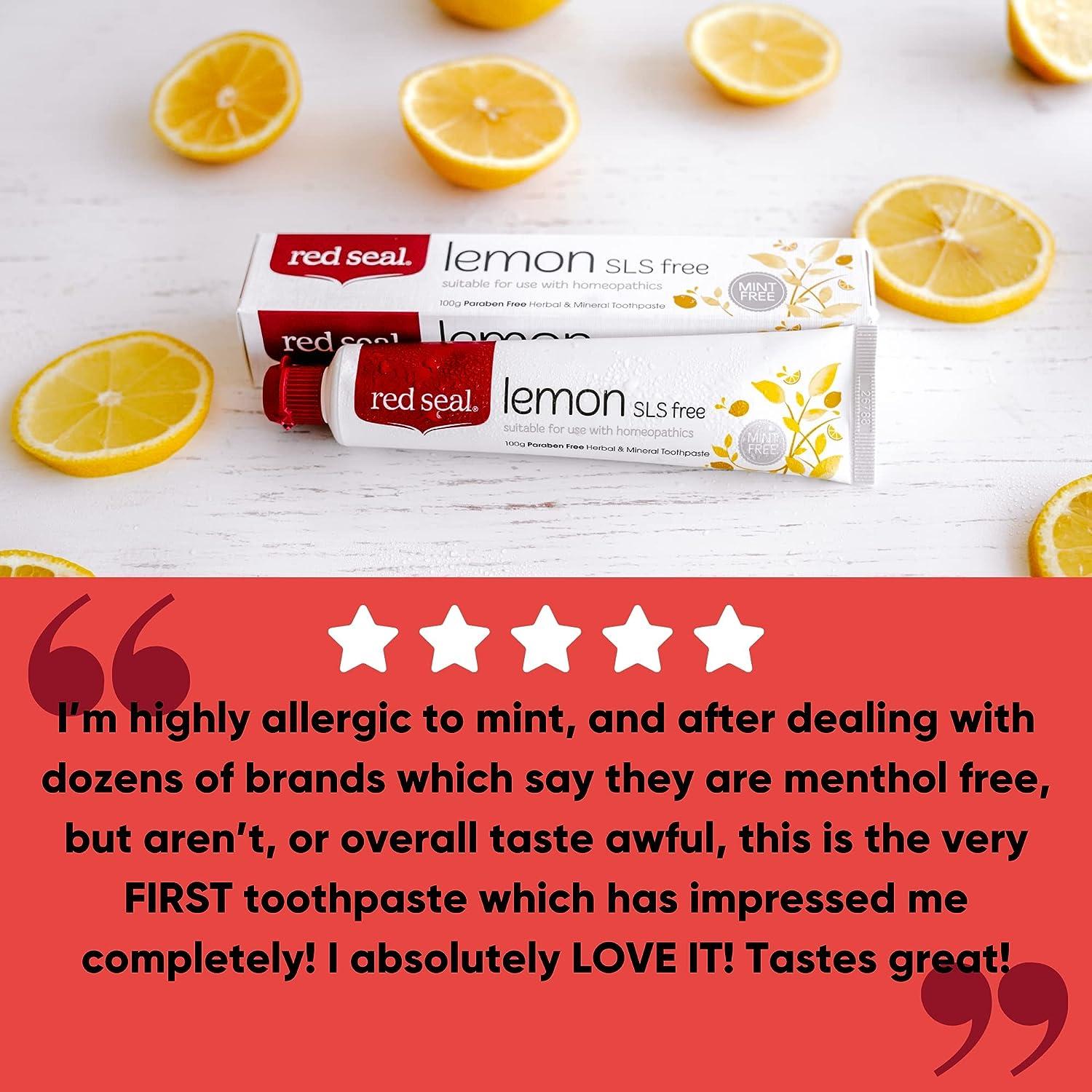 Red Seal Lemon Toothpaste - Homeopathic Friendly, Mint Free