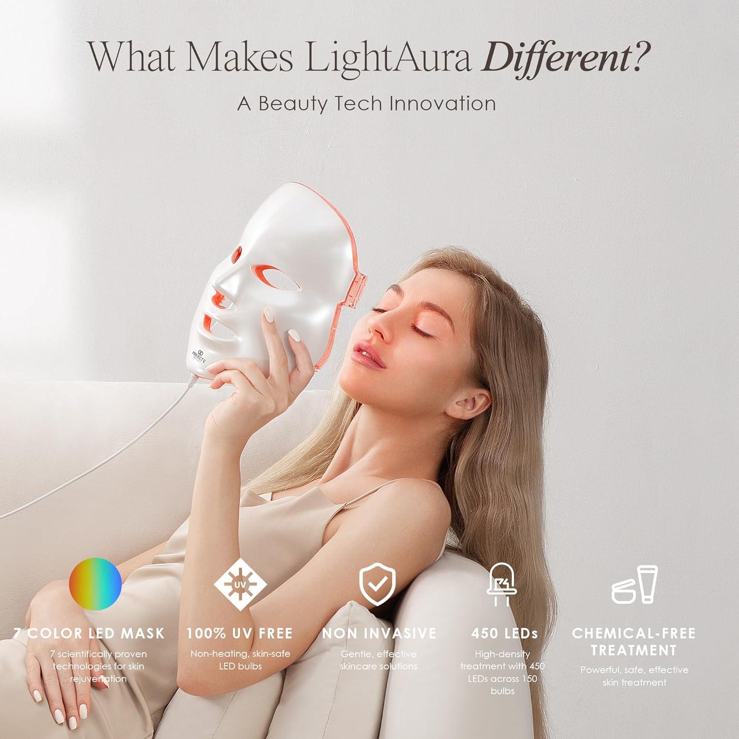 Project E Beauty LED Face Mask - 7 Colors Light Therapy for Anti