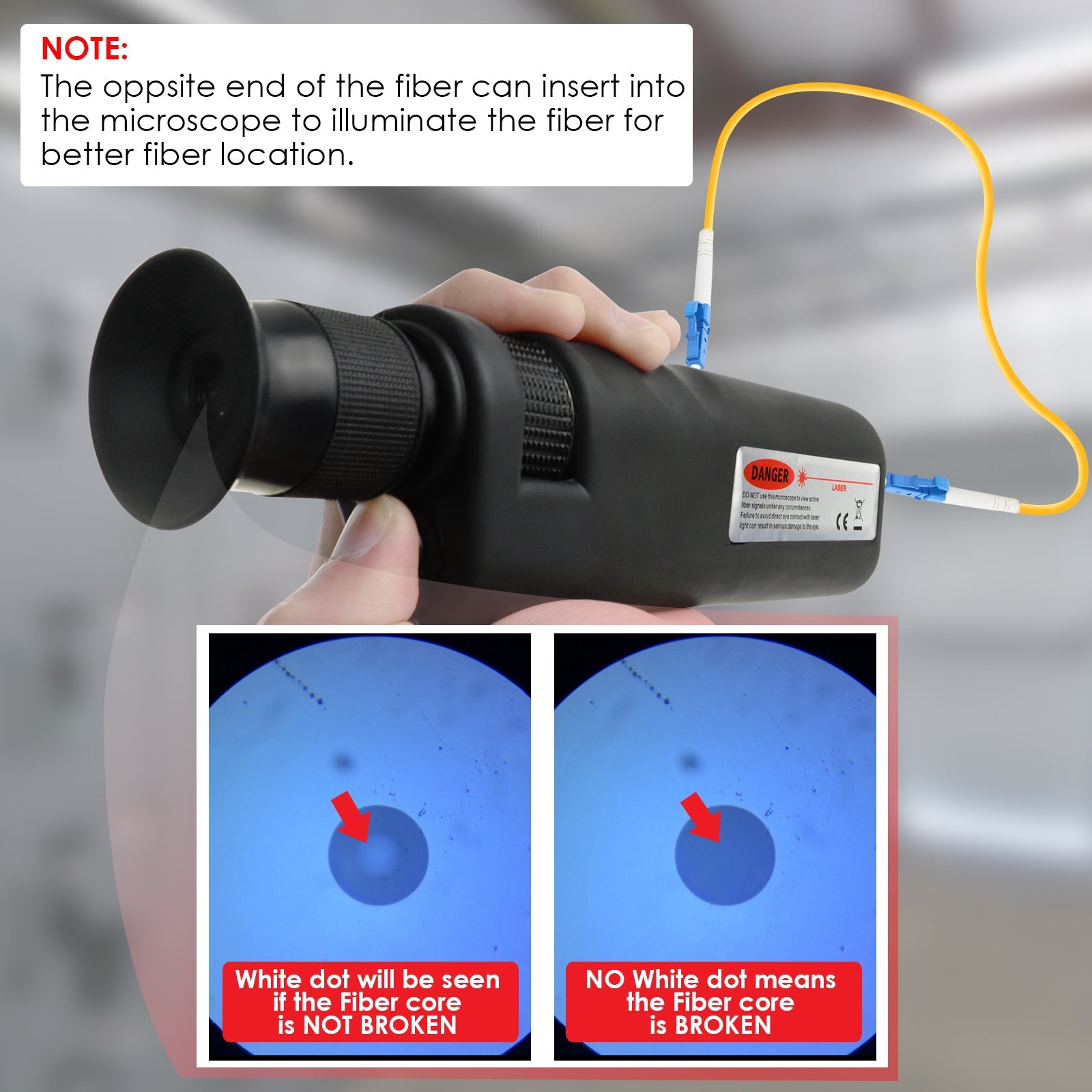 CL-400 Handheld 400x Fiber Optical Microscope Inspection White LED