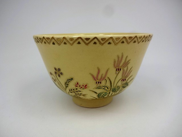 茶道具 陶磁器 薩摩焼 春草 春草茶碗 中野静鳳作 茶道具・古道具・古