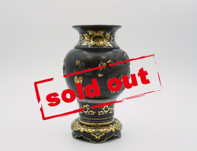 古銅七宝丸文に鳳凰図花瓶 [B31553] 美品 高級日本七宝花瓶 鳳凰 花