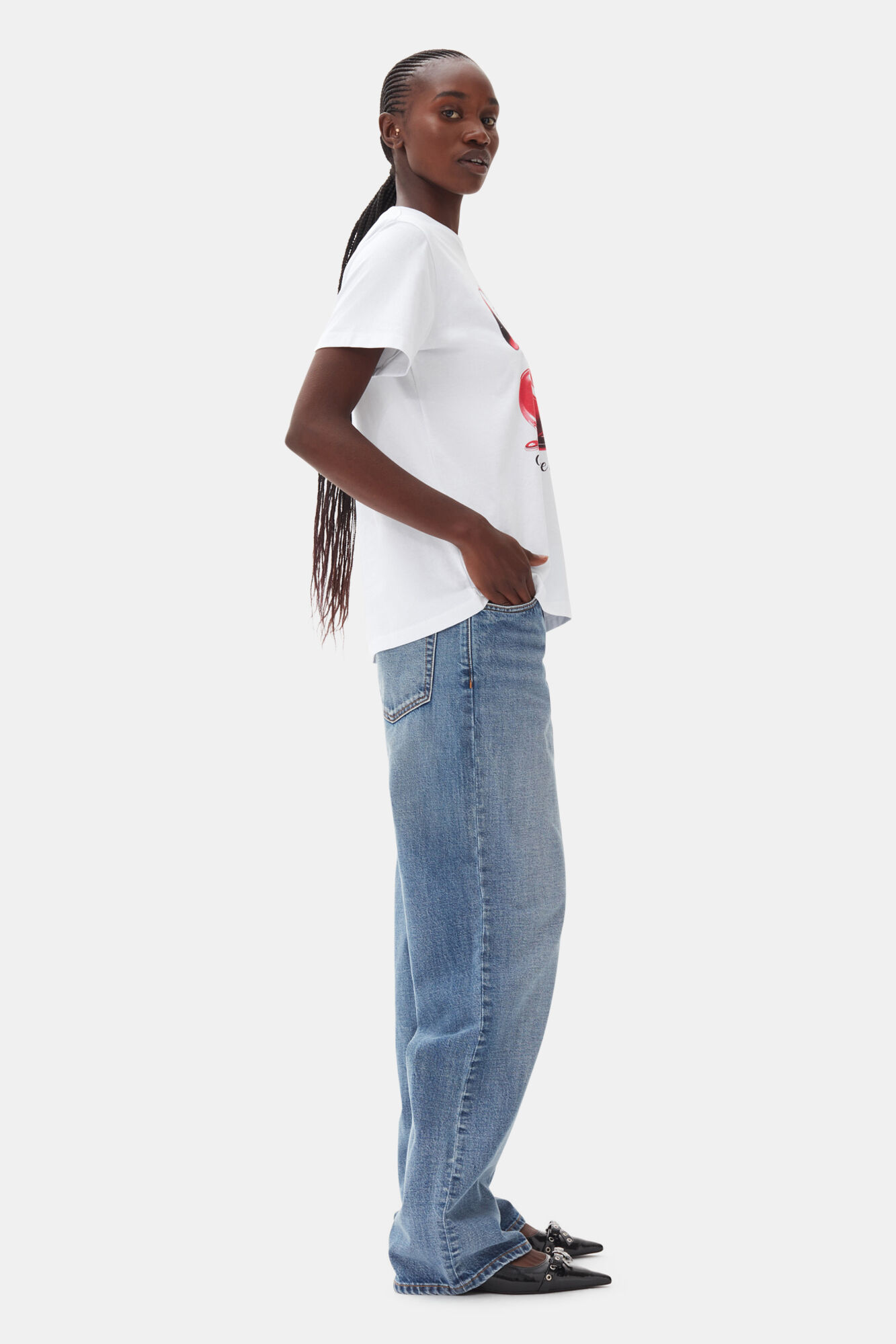 Bright White White Basic Jersey Cherry Relaxed T-shirt | GANNI US