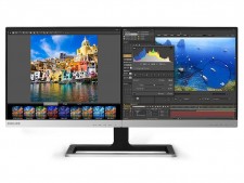 2画面を連結させたデュアルディスプレイ、Philips「19DP6QJNS/11