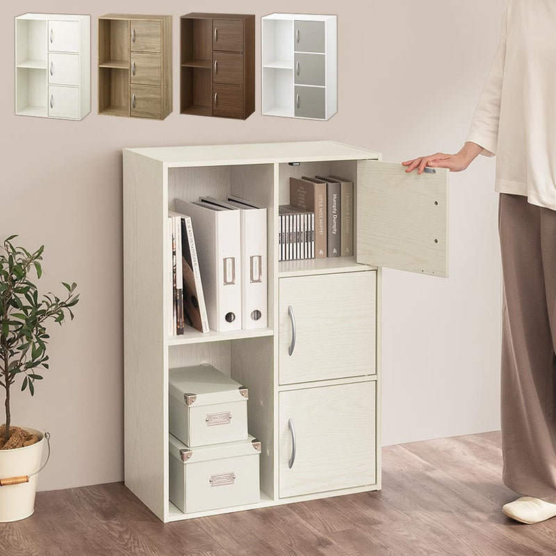 カラーボックス 2列 3段+2段 扉付き 本棚 ラック おしゃれ ぼん家具