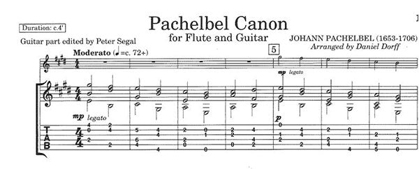 現代ギター | 【楽譜】パッヘルベル：カノン（G&Fl）［ドルフ編曲