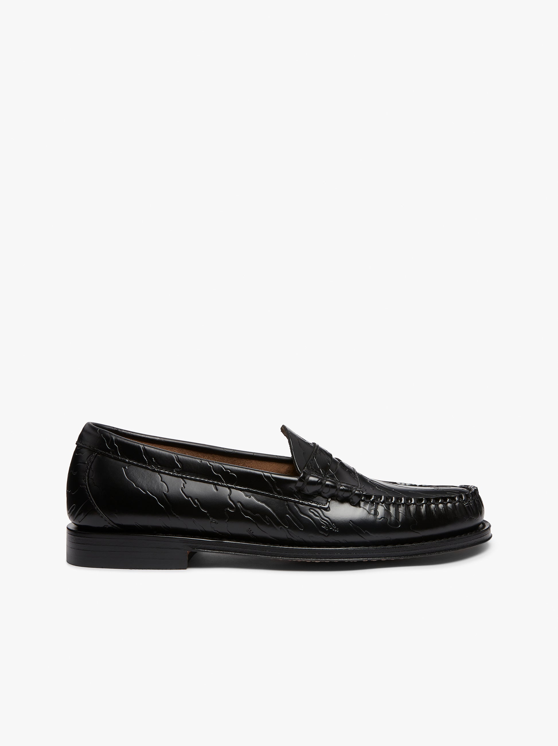 G.H.BASS x Maharishi Larson Penny Loafers In Embossed Black