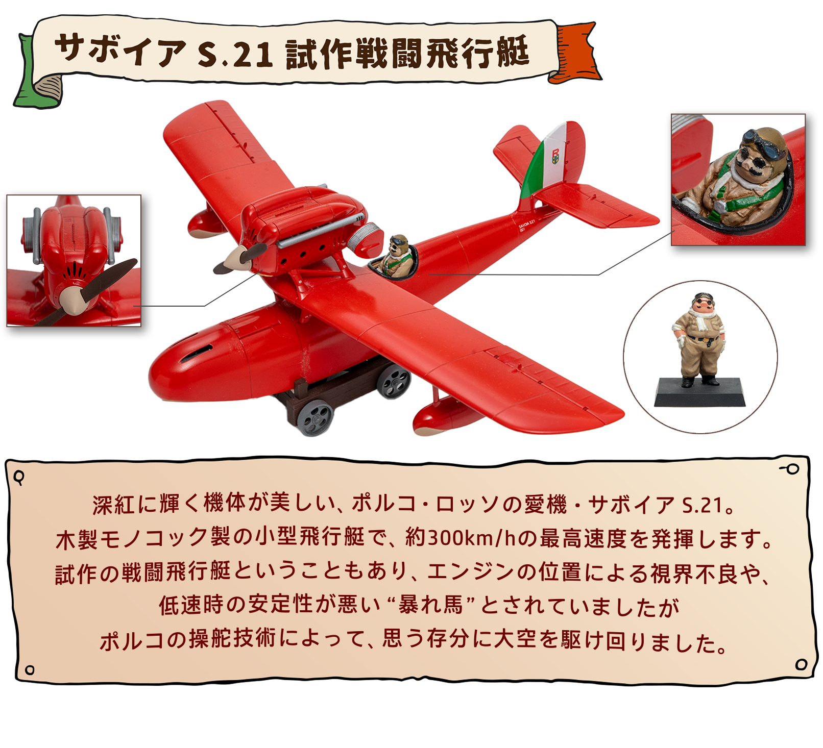 半完成塗装済み 紅の豚 1/72 サボイアS.21試作戦闘飛行艇 カーチスR3C