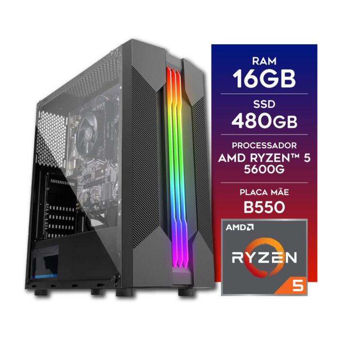 Microcomputador Gamer AMD Ryzen 5 5600G DDR4 SSD Radeon Vega 7