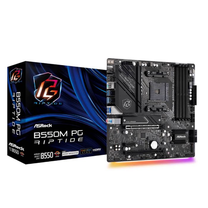 Placa Mãe ASRock B550M PG Riptide AM4 Chipset B550 AMD mATX DDR4