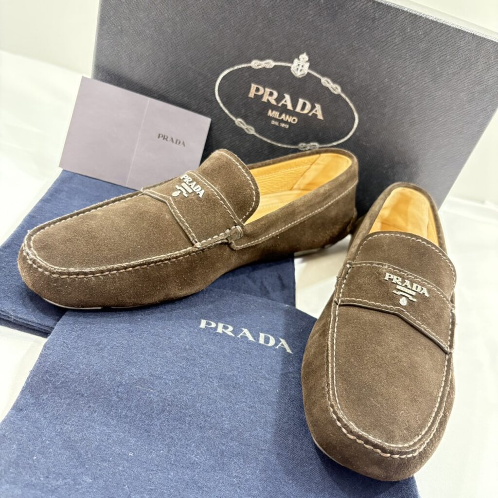PRADA（プラダ）ベロア ローファー スウェード レザー ブラウン 8