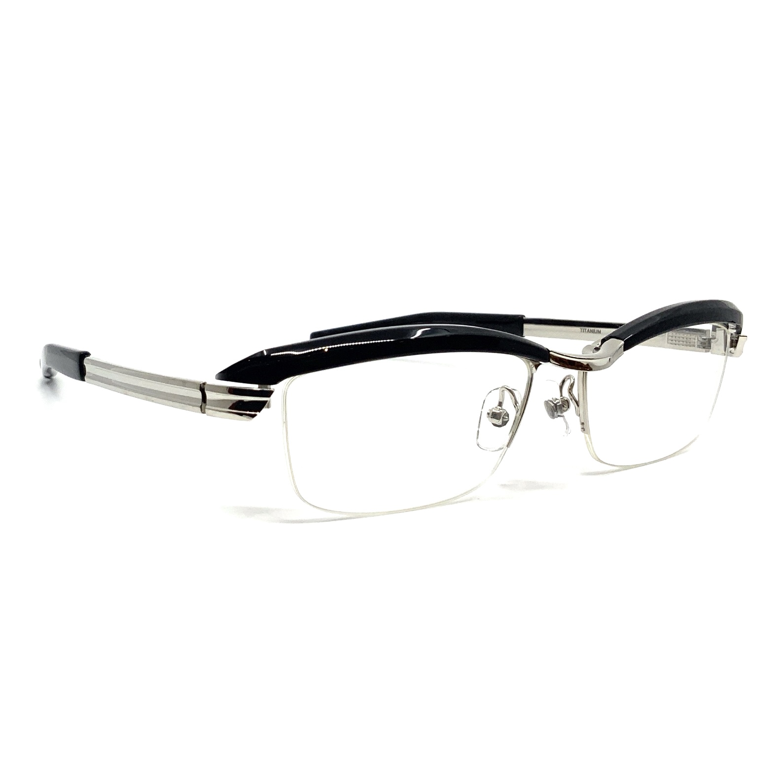 999.9 フォーナインズ メガネ M-24 9902 クリアブラック × シルバー 56