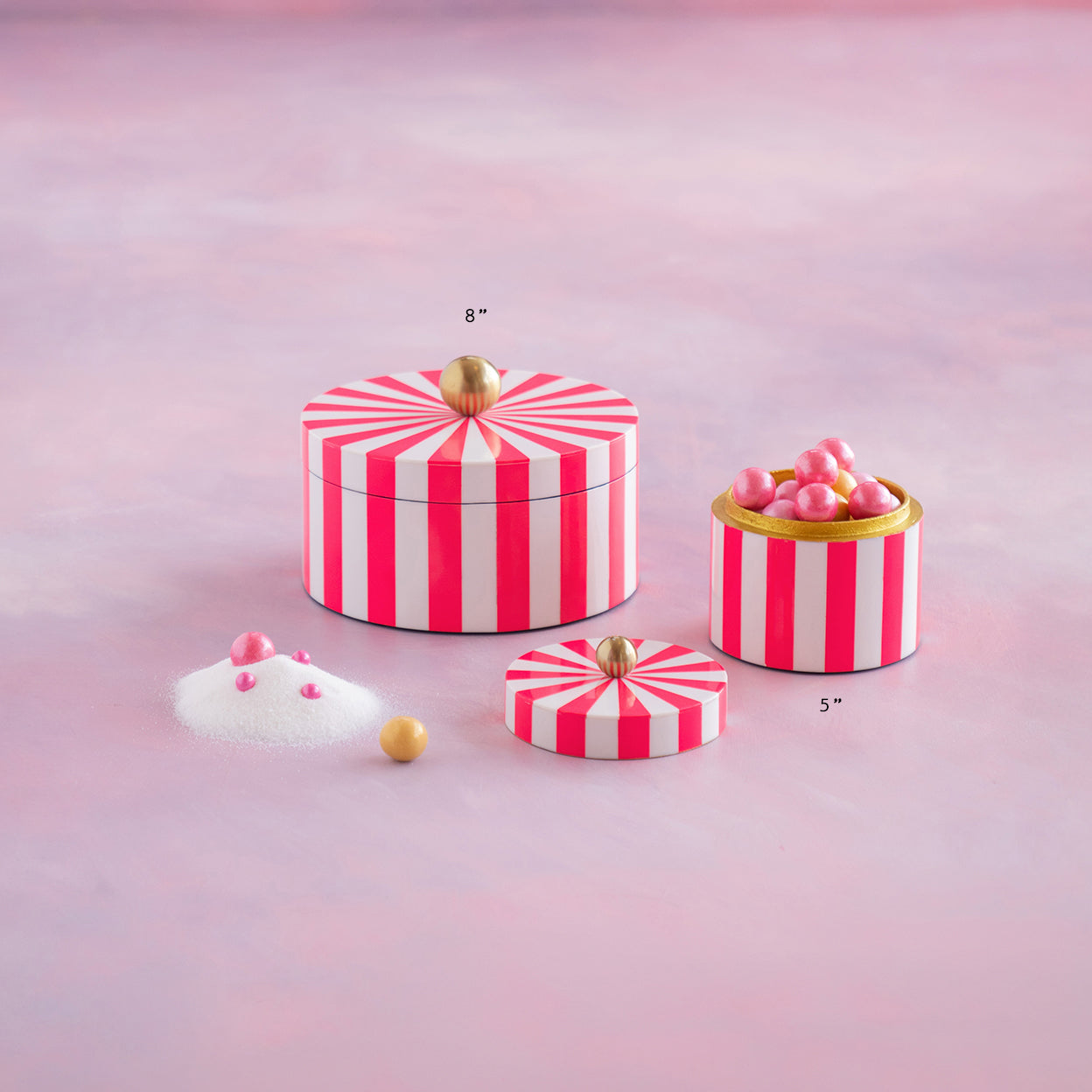 Hot Pink Stripe Boxes, Set of 2 - Glitterville Studios, LLC