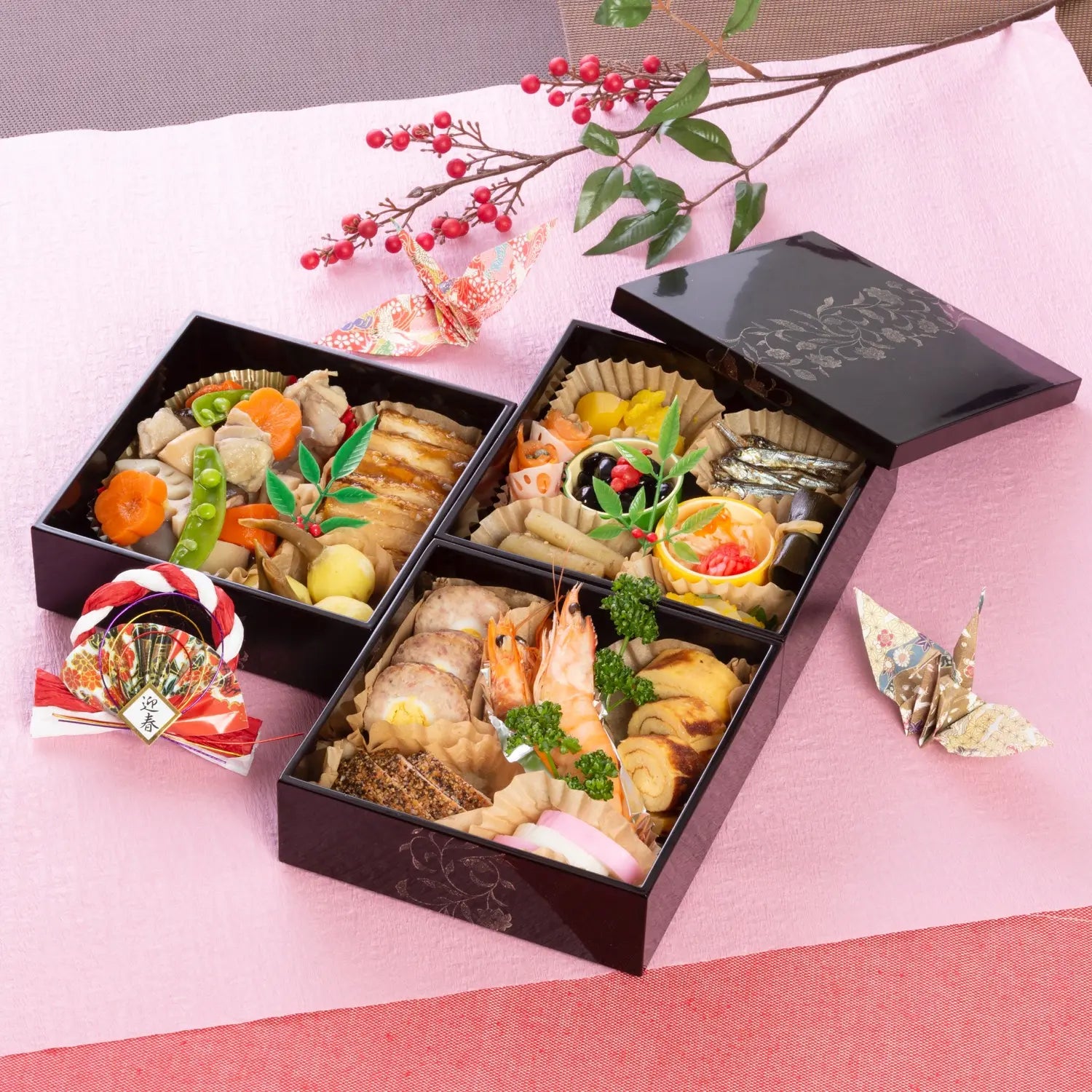 Echizen Shikki Art Deco Synthetic Resin 3-Tier Jubako Box