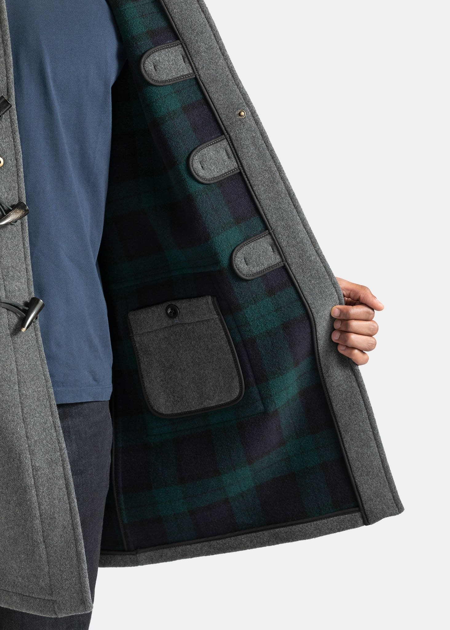 Men's Morris Duffle Coat Grey Black Watch | Gloverall