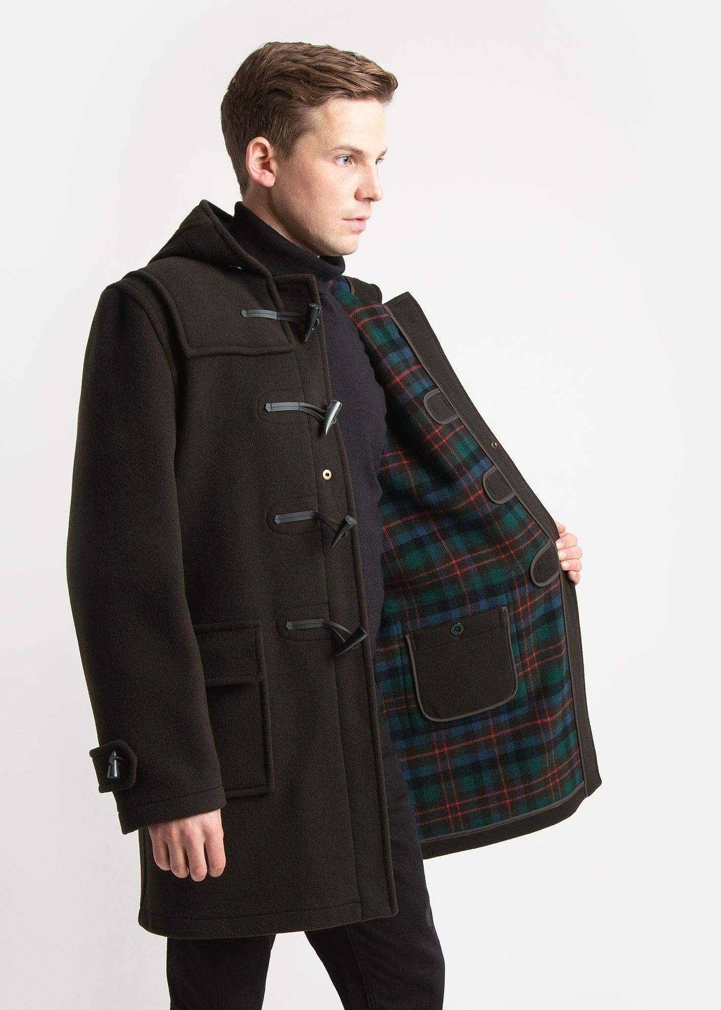 Men's Morris Duffle Coat Brown Tartan | Gloverall