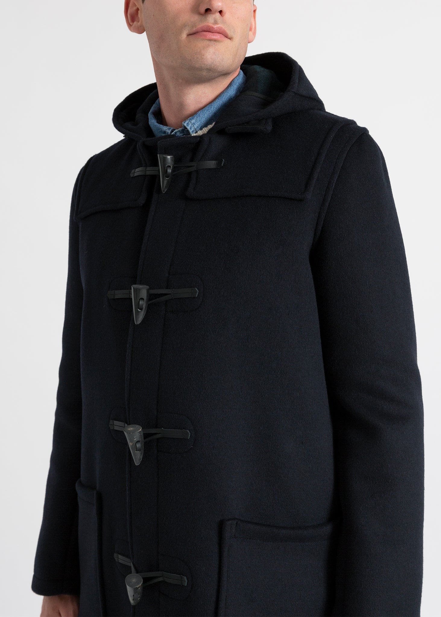 Men's Mid-Length Morris Duffle Coat Navy Black Watch | Gloverall