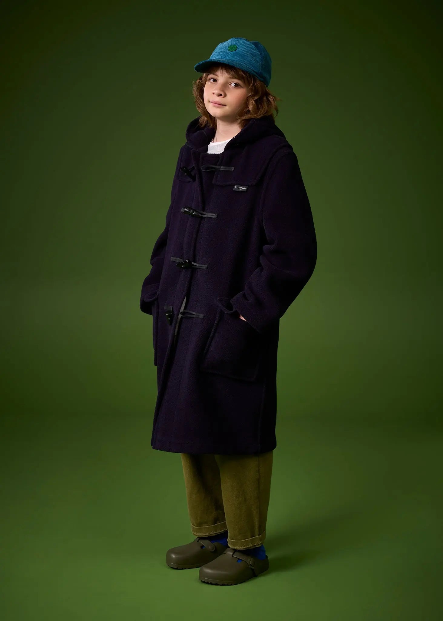 Children's Herringbone Wool Duffle Coat Navy | Gloverall