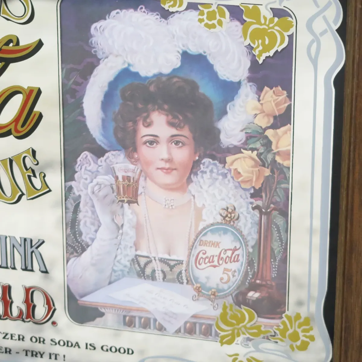 Coca-Cola ヴィンテージパブミラー約53㌢×約38㌢ Coca-Cola