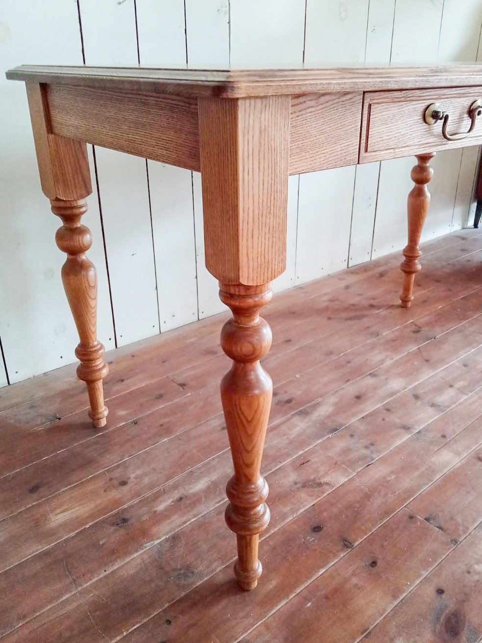 引き出し付きアンティークテーブルW1200オーダーメイドろくろ足