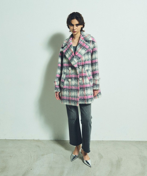 シャギーチェックピーコート / GRACE CONTINENTAL | GRACE CONTINENTAL