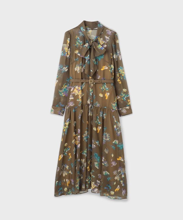 フラワープリントボウタイ付ワンピース / GRACE CONTINENTAL | GRACE