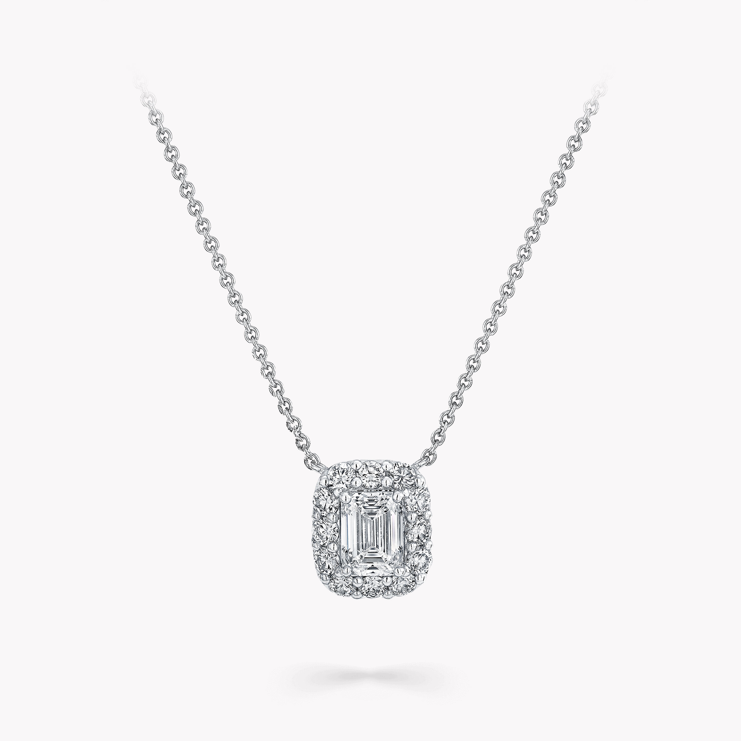 アイコン エメラルドカット ダイヤモンド ペンダント, ホワイト