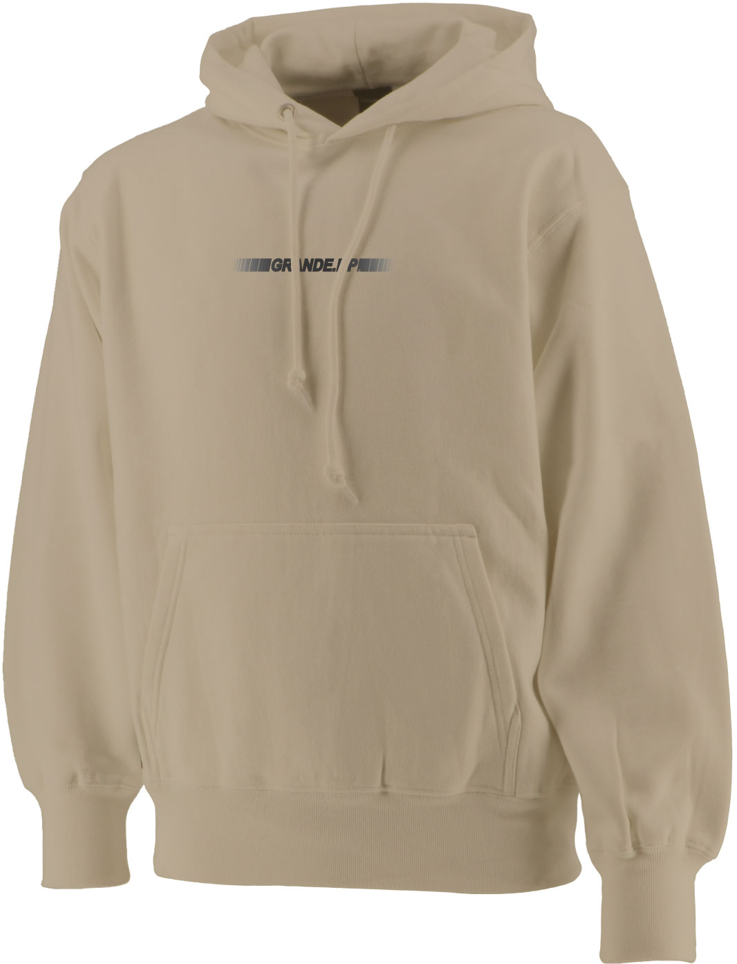 GRANDE.F.Pハイパーロゴ.スウェットプルパーカー ベージュxクローム