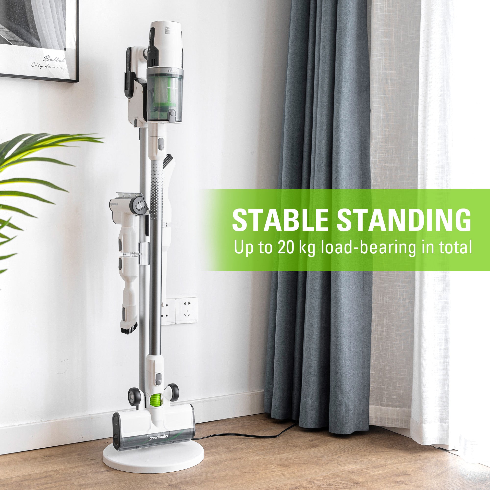 24V Stick Vacuum Stand - White | Greenworks Tools