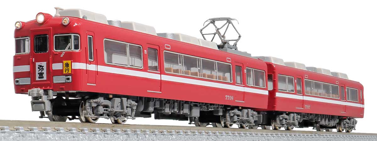 31820＞名鉄7700系 白帯車1990（妻面窓付き）増結2両編成セット（動力