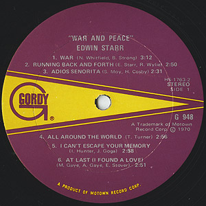 Edwin Starr / War and Peace (LP) / Gordy 1970 USオリジナル盤 VG+/