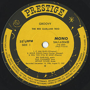Red Garland Trio / Groovy(LP) mono / Prestige 1976 日本盤 EX/NM
